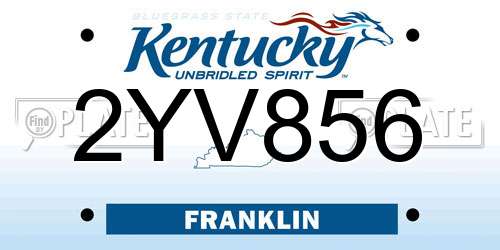 2YV856 Kentucky License Plate