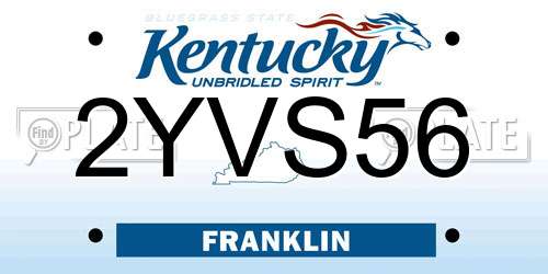 2YVS56 Kentucky License Plate