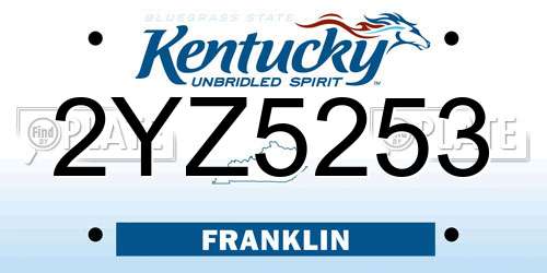2YZ5253 Kentucky License Plate