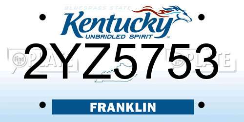 2YZ5753 Kentucky License Plate