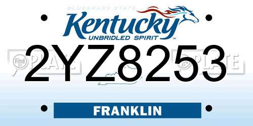 2YZ8253 Kentucky License Plate