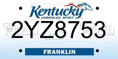 2YZ8753 Kentucky License Plate