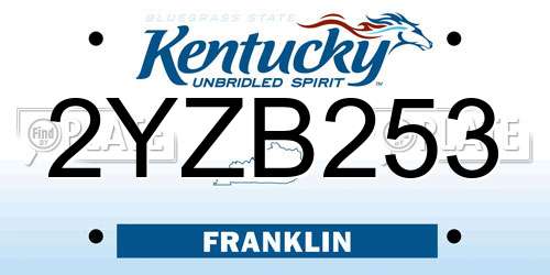 2YZB253 Kentucky License Plate