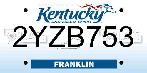 2YZB753 Kentucky License Plate