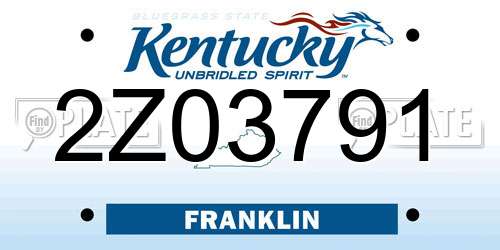 2Z03791 Kentucky License Plate