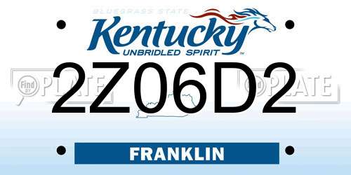 2Z06D2 Kentucky License Plate