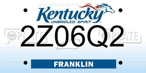 2Z06Q2 Kentucky License Plate