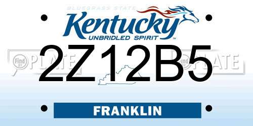 2Z12B5 Kentucky License Plate