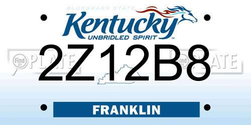 2Z12B8 Kentucky License Plate