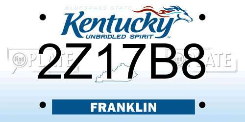2Z17B8 Kentucky License Plate
