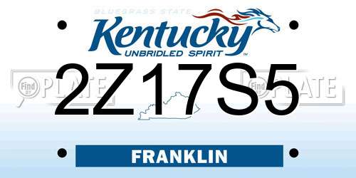 2Z17S5 Kentucky License Plate