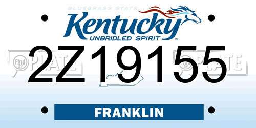 2Z19155 Kentucky License Plate