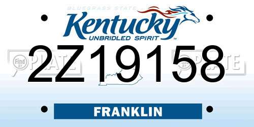 2Z19158 Kentucky License Plate