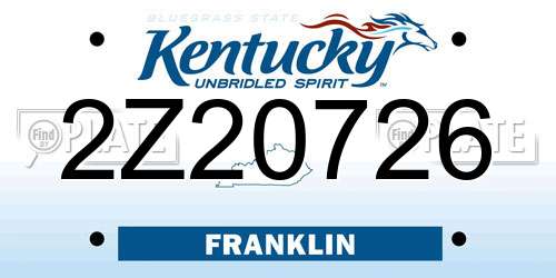 2Z20726 Kentucky License Plate