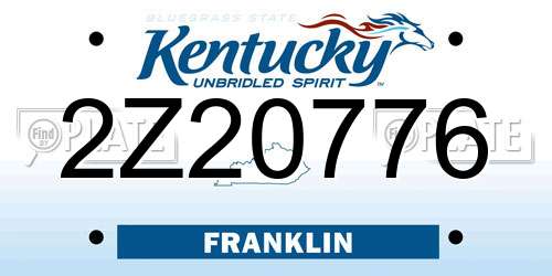2Z20776 Kentucky License Plate
