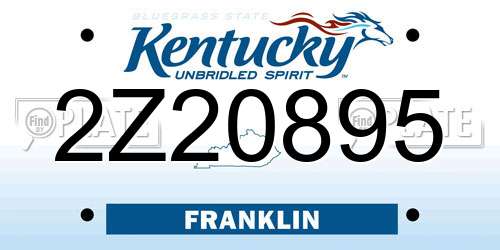 2Z20895 Kentucky License Plate
