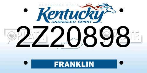 2Z20898 Kentucky License Plate