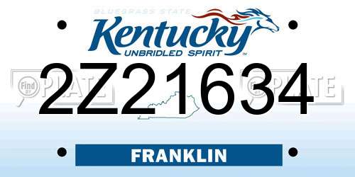 2Z21634 Kentucky License Plate