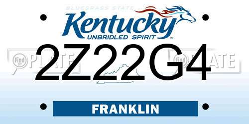 2Z22G4 Kentucky License Plate