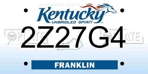 2Z27G4 Kentucky License Plate