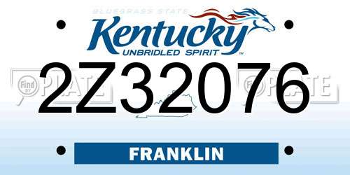 2Z32076 Kentucky License Plate