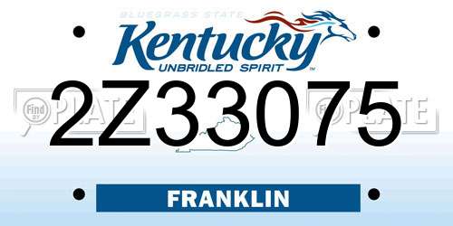 2Z33075 Kentucky License Plate