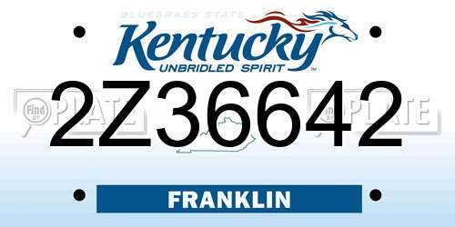 2Z36642 Kentucky License Plate