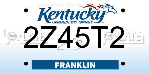 2Z45T2 Kentucky License Plate