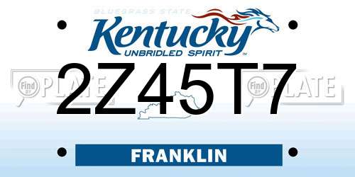 2Z45T7 Kentucky License Plate