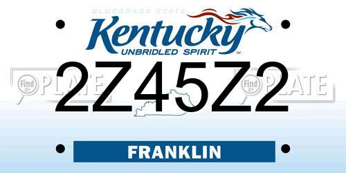 2Z45Z2 Kentucky License Plate