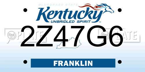 2Z47G6 Kentucky License Plate