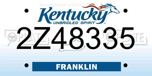 2Z48335 Kentucky License Plate