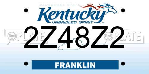 2Z48Z2 Kentucky License Plate