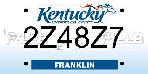 2Z48Z7 Kentucky License Plate