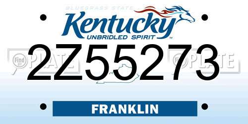 2Z55273 Kentucky License Plate