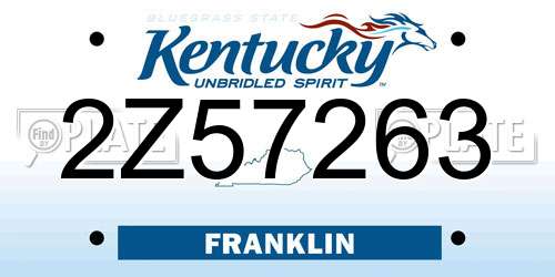 2Z57263 Kentucky License Plate