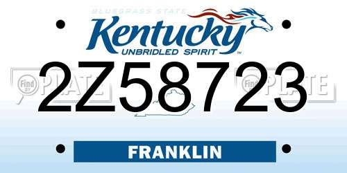 2Z58723 Kentucky License Plate