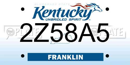 2Z58A5 Kentucky License Plate