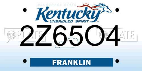 2Z65O4 Kentucky License Plate