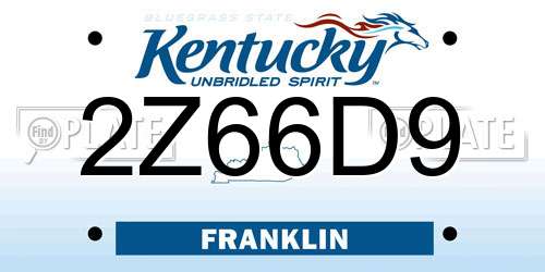 2Z66D9 Kentucky License Plate