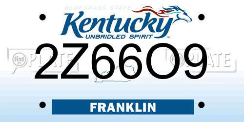 2Z66O9 Kentucky License Plate