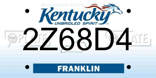 2Z68D4 Kentucky License Plate