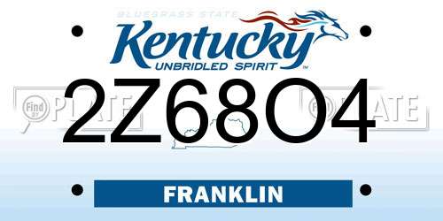 2Z68O4 Kentucky License Plate