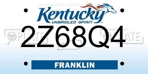 2Z68Q4 Kentucky License Plate