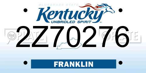 2Z70276 Kentucky License Plate