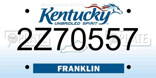 2Z70557 Kentucky License Plate