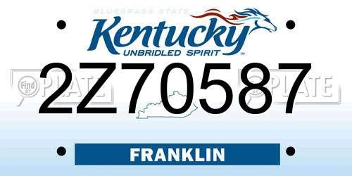 2Z70587 Kentucky License Plate