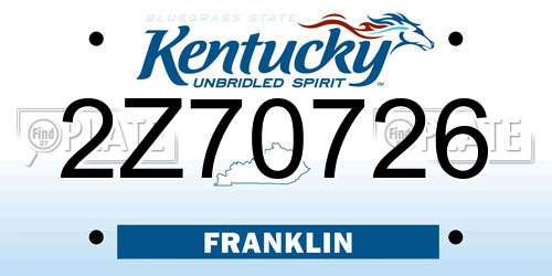 2Z70726 Kentucky License Plate