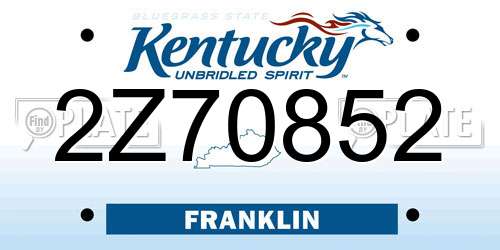 2Z70852 Kentucky License Plate