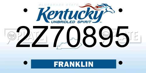 2Z70895 Kentucky License Plate